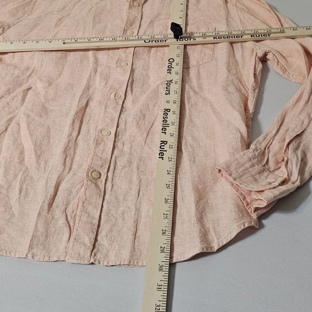 J. Crew Linen Shirt Mens XL Salmon Orange Button Down Long‎ Sleeve Lightweight